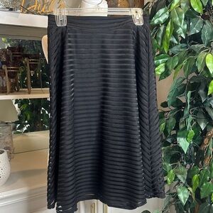 EUC Silhouette NYC Elegant Mesh Striped Black Women's Circle Skirt, L